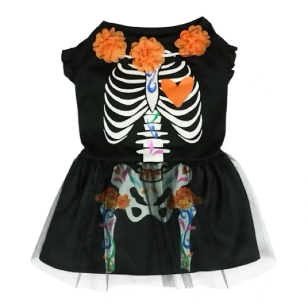 Bootique Dia De Los Muertos Skeleton Pet Dress - Size Extra Small - NWT
